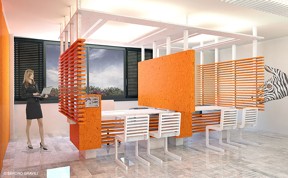 Ufficio commerciale Ascotrade, Pieve di Soligo, progetto di concorso di Sandro Gravili