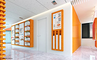 Ufficio commerciale Ascotrade mobili espositori, Pieve di Soligo, progetto di concorso di Sandro Gravili